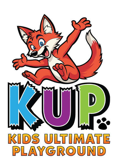 Kids Ultimate Playground fox mascot and KUP logo